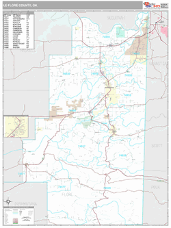 Le Flore County OK Map Premium Style Le Flore Ok 